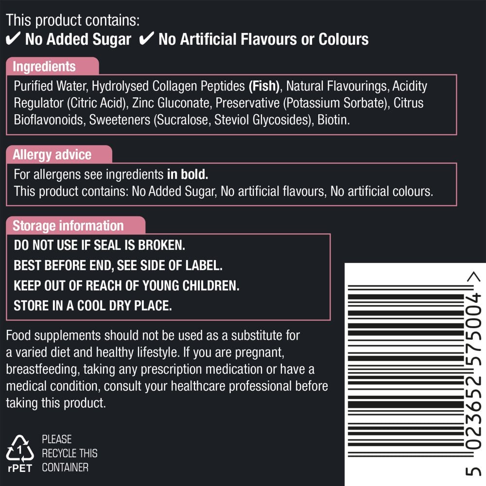 Natures Aid Marine Collagen Liquid 5000mg - Strawberry & Lime 500ml 3