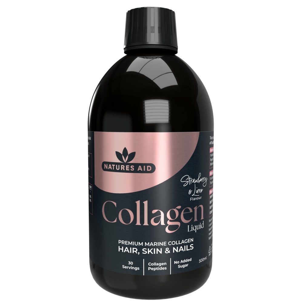 Natures Aid Marine Collagen Liquid 5000mg - Strawberry & Lime 500ml 1