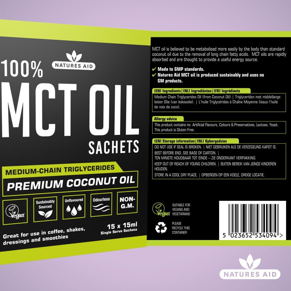 Natures Aid MCT Oil 15 x 15ml Sachets 5