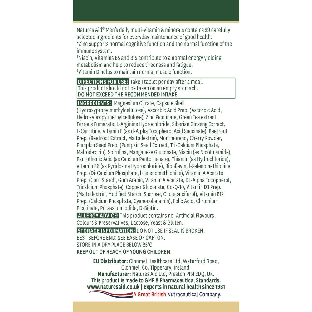 Natures Aid Men's Multi-Vitamins & Minerals