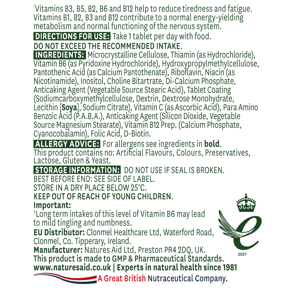 Natures Aid Vitamin B Complex 100 4