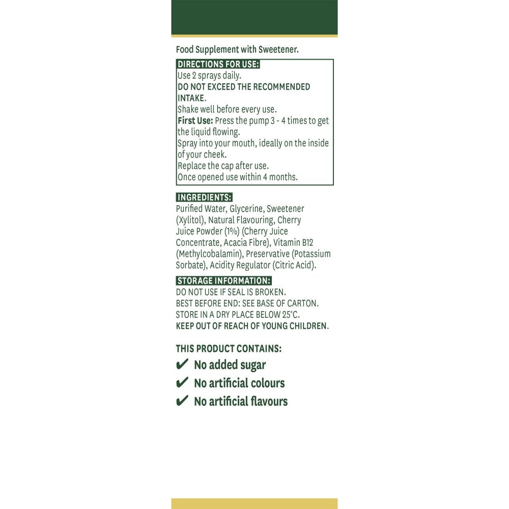 Natures Aid Vitamin B12 Daily Oral Spray 30ml 4