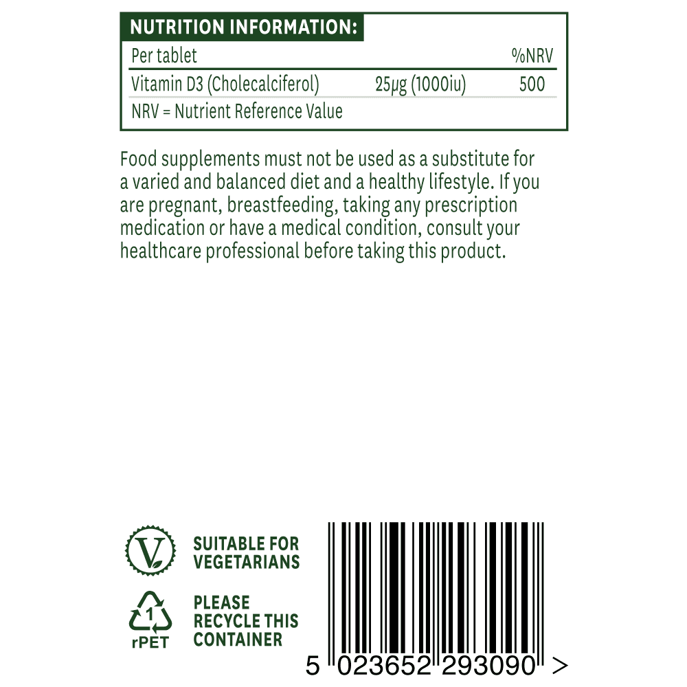 Natures Aid Vitamin D3 1000iu 3