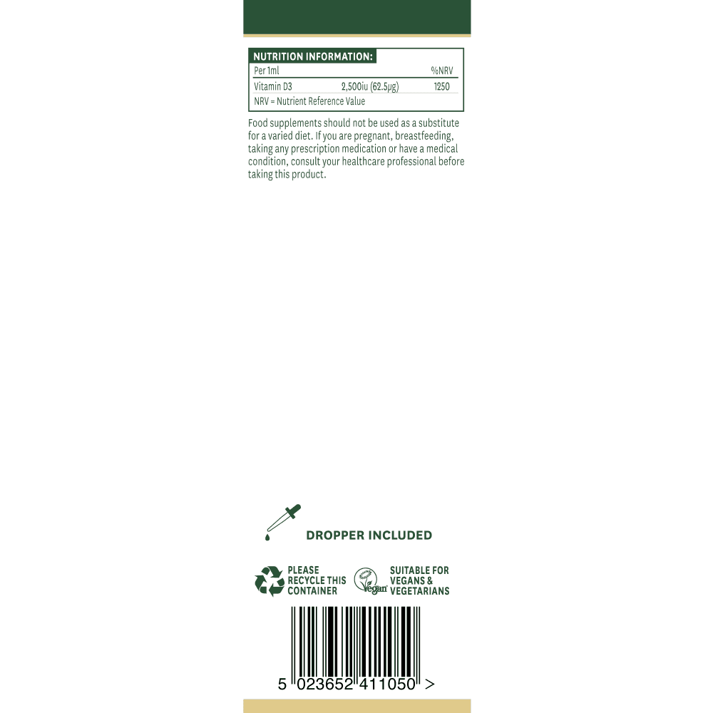 Natures Aid Vitamin D3 Liquid 2500iu (Vegan) 3