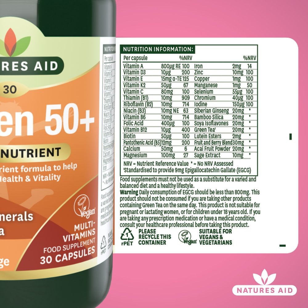 Natures Aid Women's 50+ Multi-Vitamins & Minerals 6