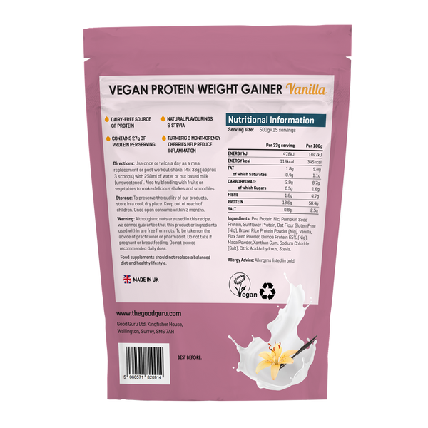 The Good Guru Vegan Protein Weight Gainer - Vanilla